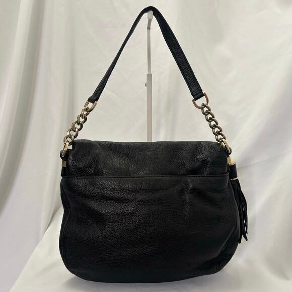 Michael Kors Bedford Tassel Satchel Bag Black Pebbled Leather Handbag Purse - Picture 2 of 16